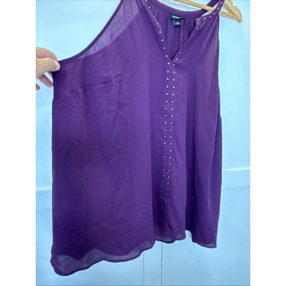 Torrid Georgette Embellished Tank in Winter Bloom Plum Size 1 - Picture 7 of 14